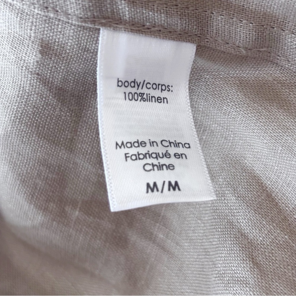 Eberjey Tan Linen Oversized Button Down Shirt Medium Minimalist Summer - Picture 7 of 8